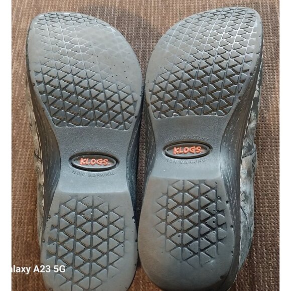 Klogs Womens Slip-On Shoes Size 8.5 M Floral Pattern Non-Slip Gray & White Leath - Picture 5 of 6